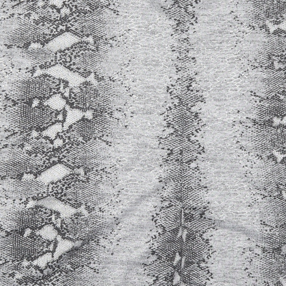 New Look Womens Grey Animal Print Polyester Basic T-Shirt Size M Round Neck