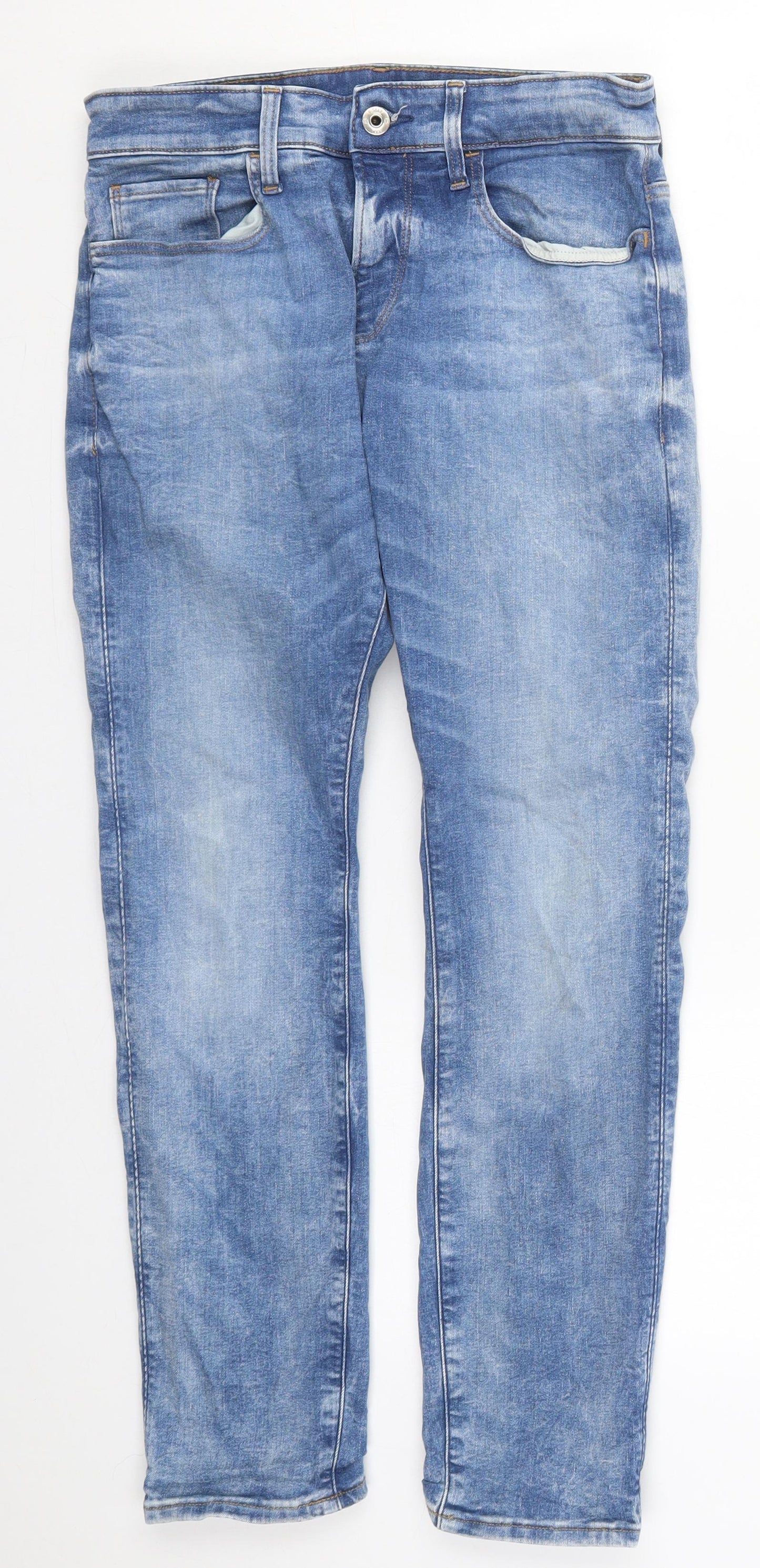 G-Star Mens Blue  Cotton Skinny Jeans Size 27 L28 in Regular Button