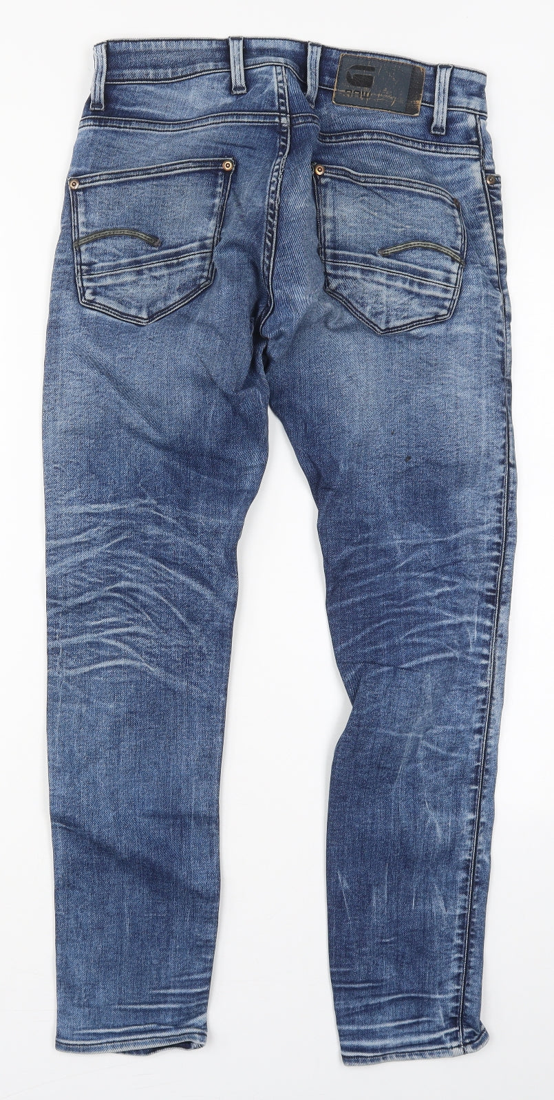 G-Star Mens Blue  Cotton Straight Jeans Size 29 L30 in Slim Button
