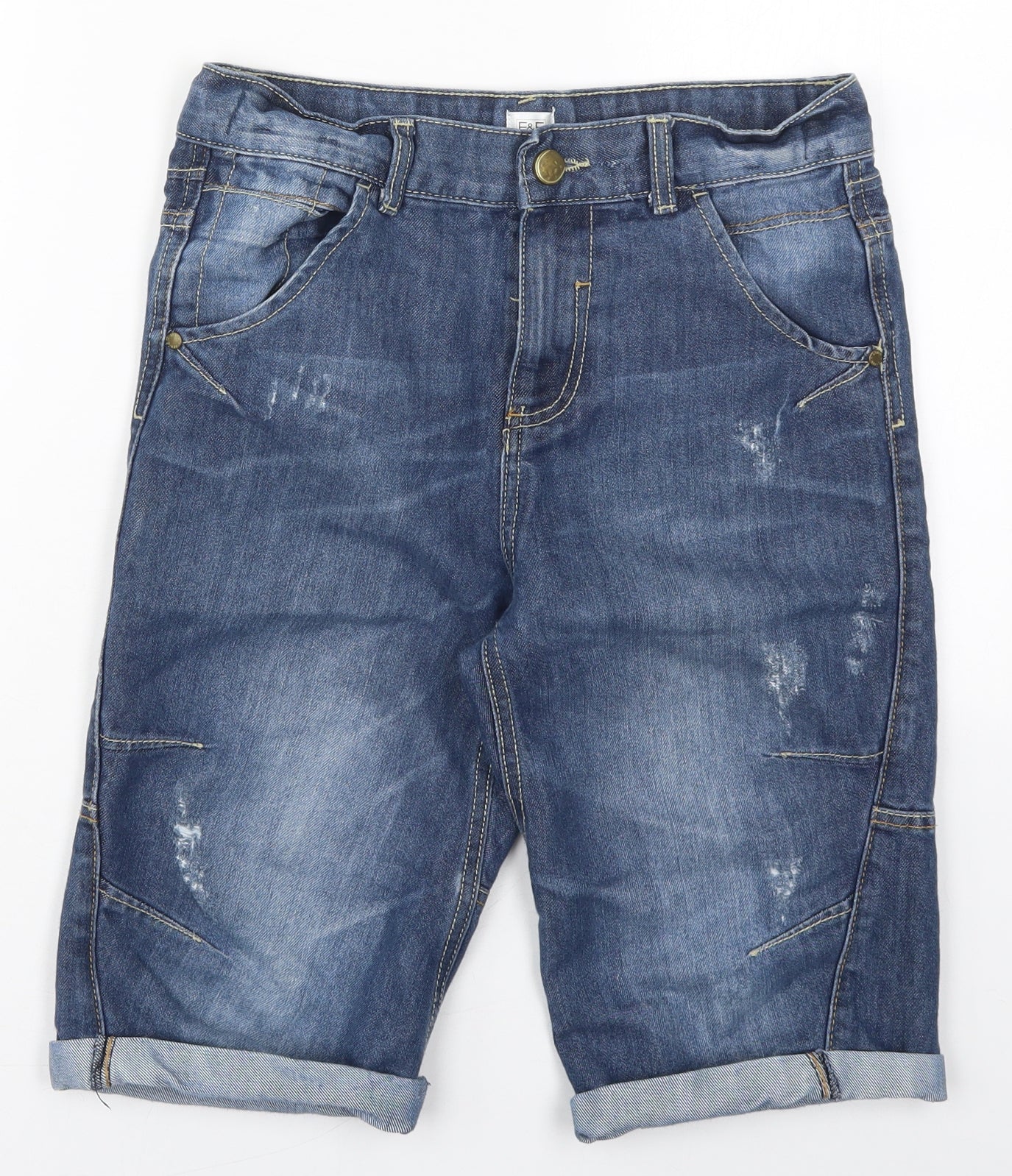 F&F Boys Blue  Cotton Bermuda Shorts Size 12-13 Years  Regular