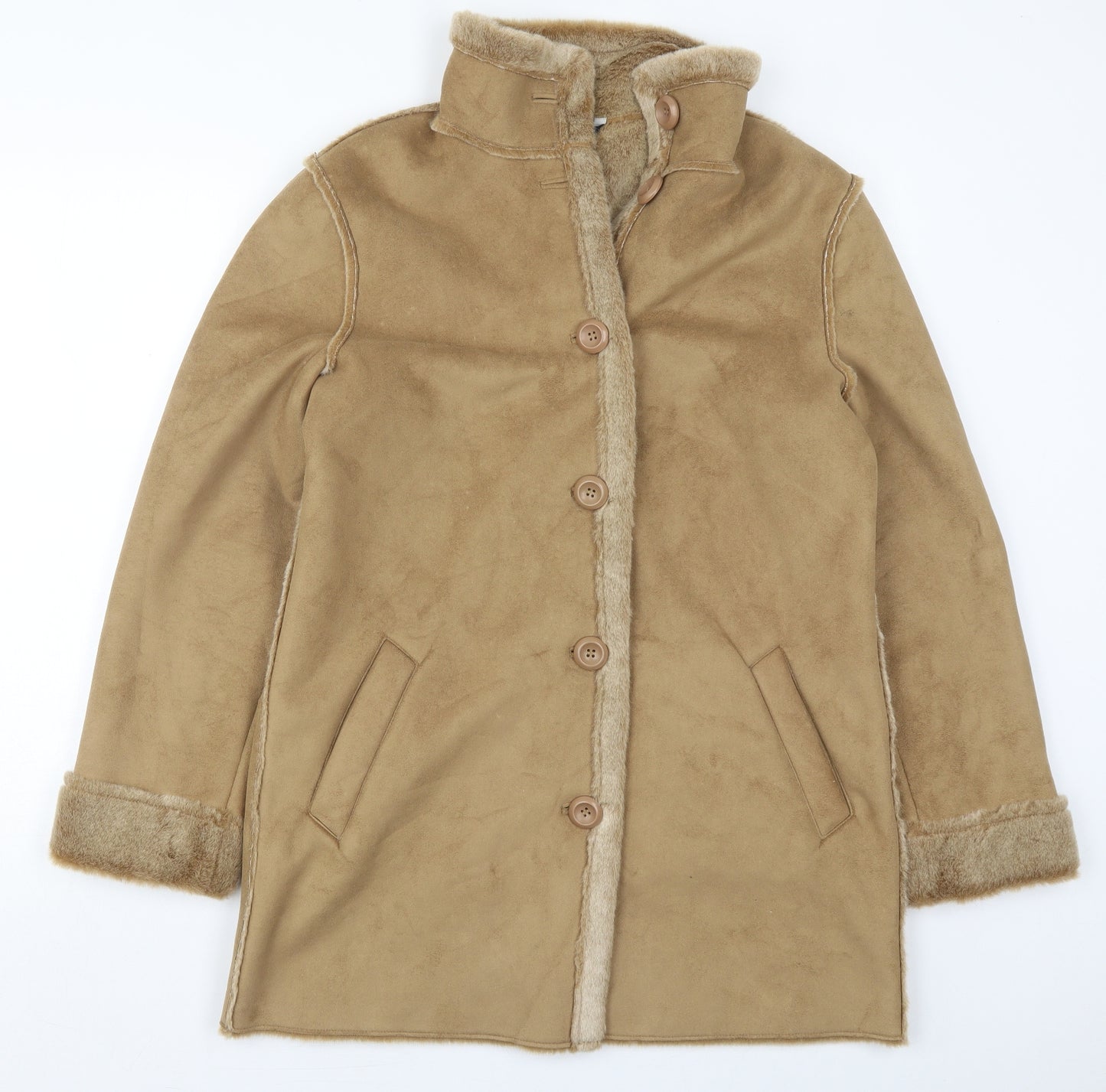 Debenhams Womens Beige   Overcoat Coat Size 12  Button