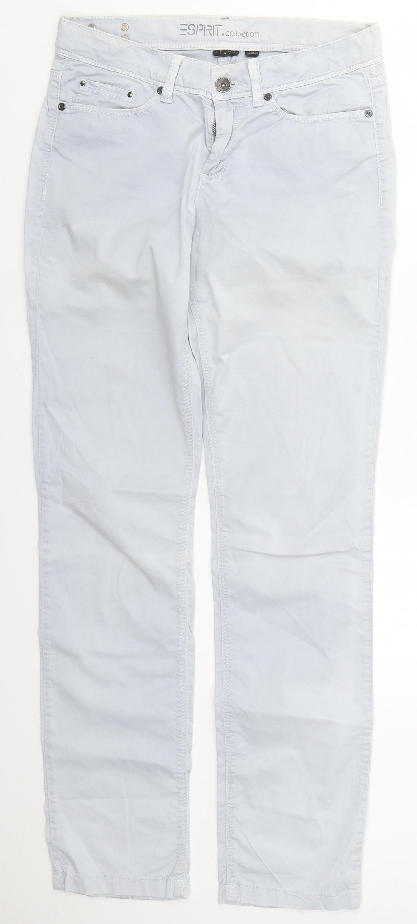 Esprit Womens Blue  Cotton Trousers  Size 8 L32 in Regular Button