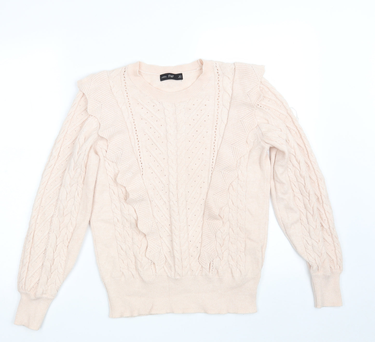 F&F Womens Pink Round Neck  Viscose Pullover Jumper Size 10