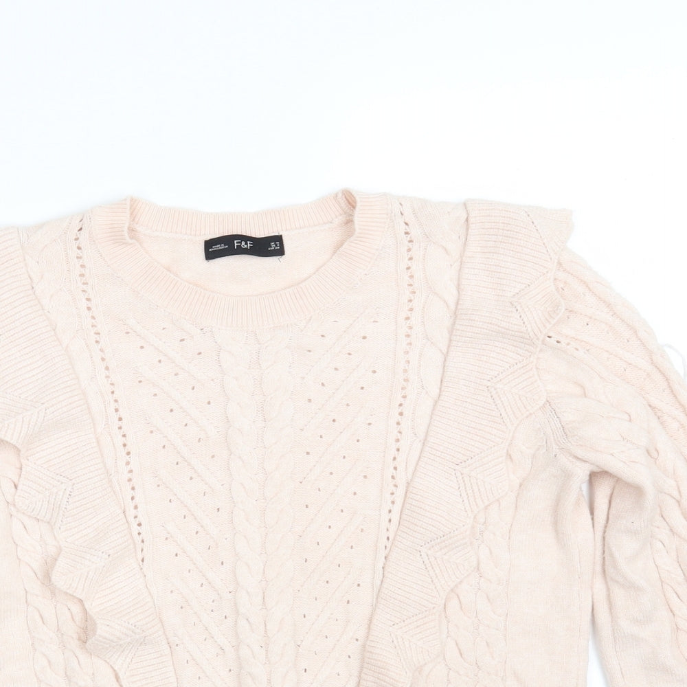 F&F Womens Pink Round Neck  Viscose Pullover Jumper Size 10