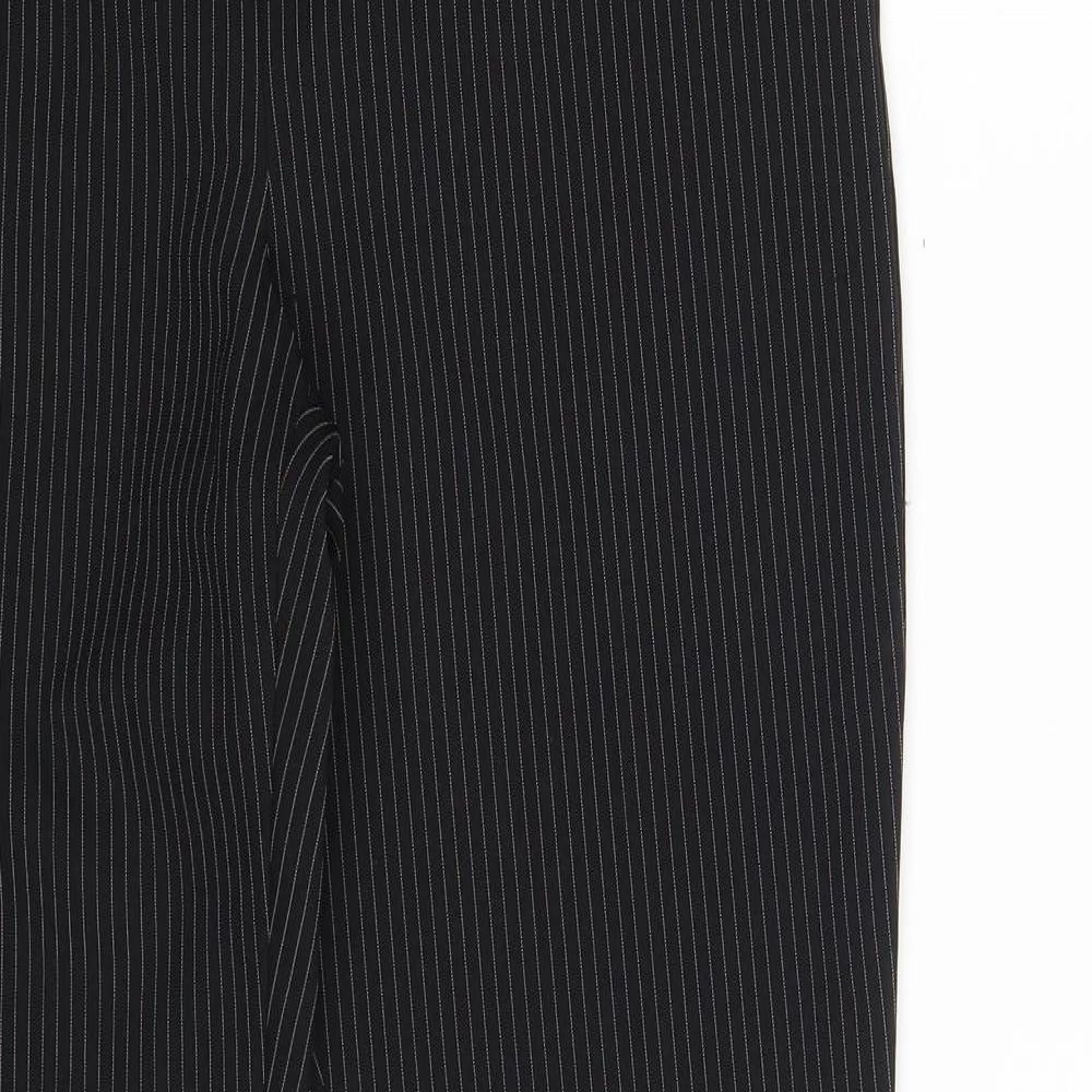 Peacocks Womens Black Striped Polyester Dress Pants Trousers Size 10 L30 in Regular Zip