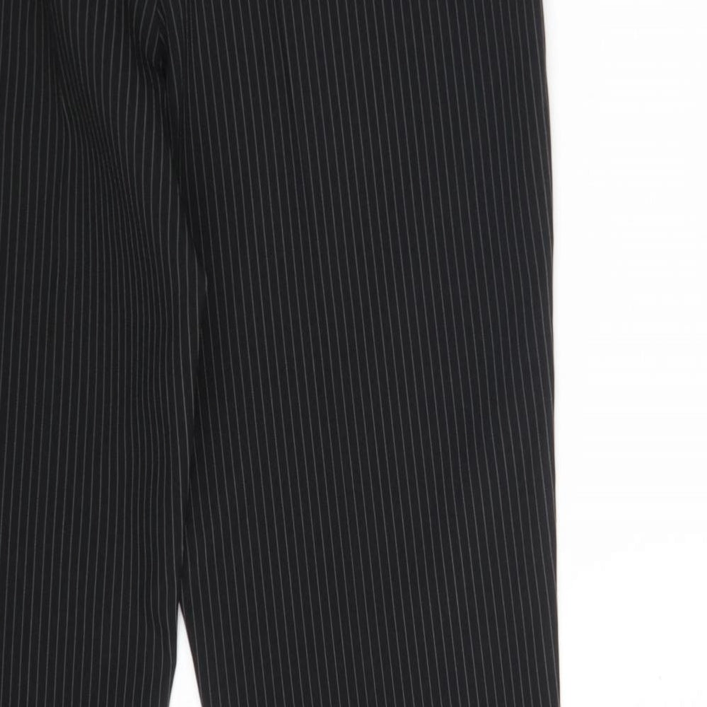 Peacocks Womens Black Striped Polyester Dress Pants Trousers Size 10 L30 in Regular Zip