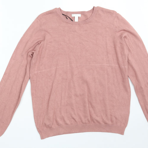H&M Womens Pink Crew Neck  Viscose Pullover Jumper Size L