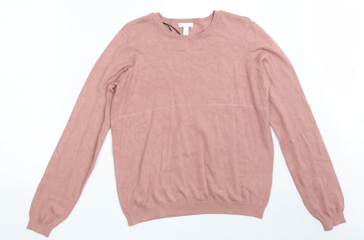 H&M Womens Pink Crew Neck  Viscose Pullover Jumper Size L