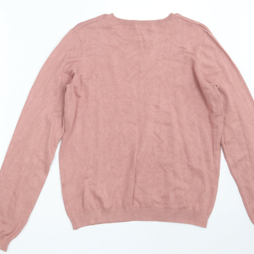 H&M Womens Pink Crew Neck  Viscose Pullover Jumper Size L