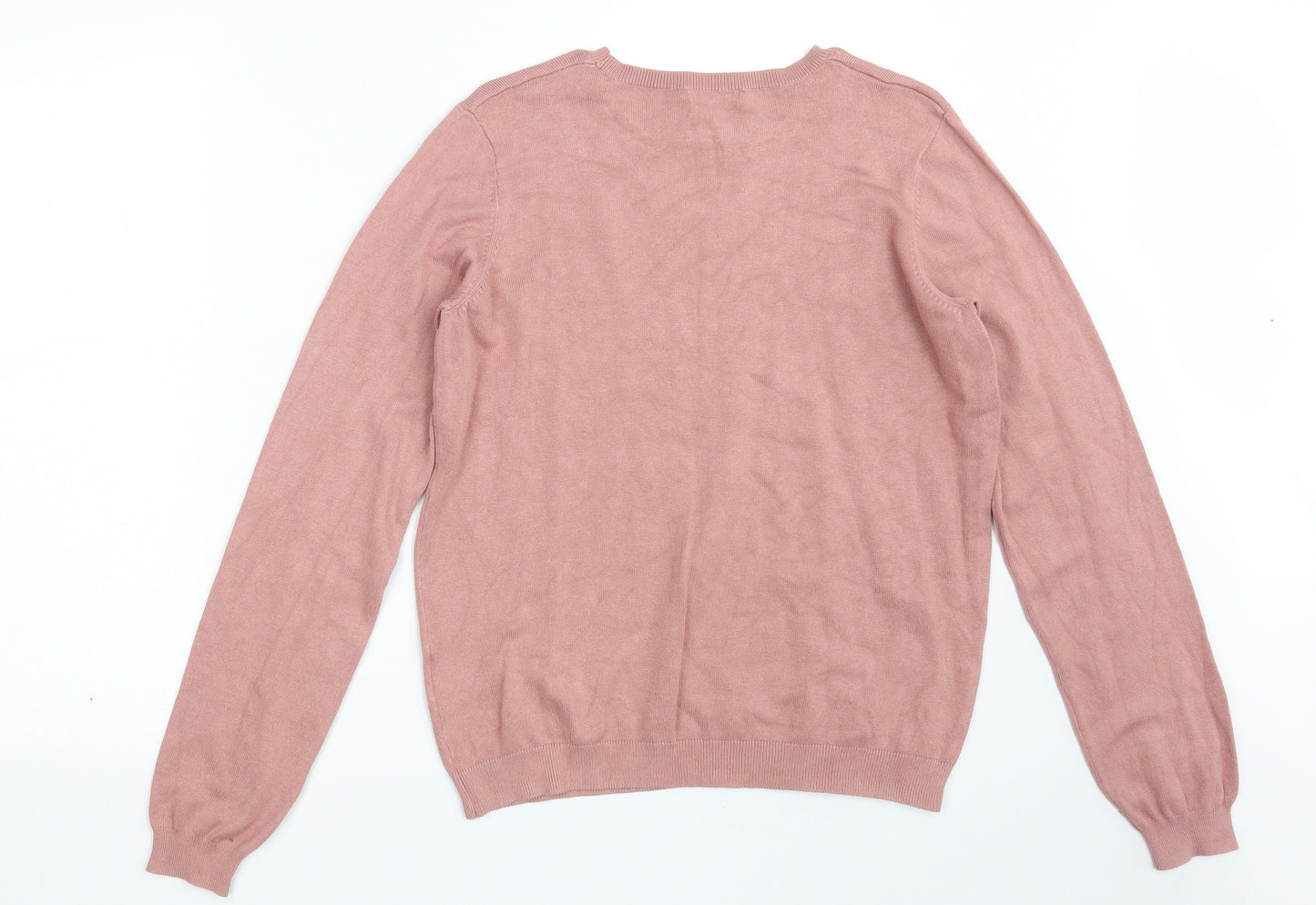 H&M Womens Pink Crew Neck  Viscose Pullover Jumper Size L