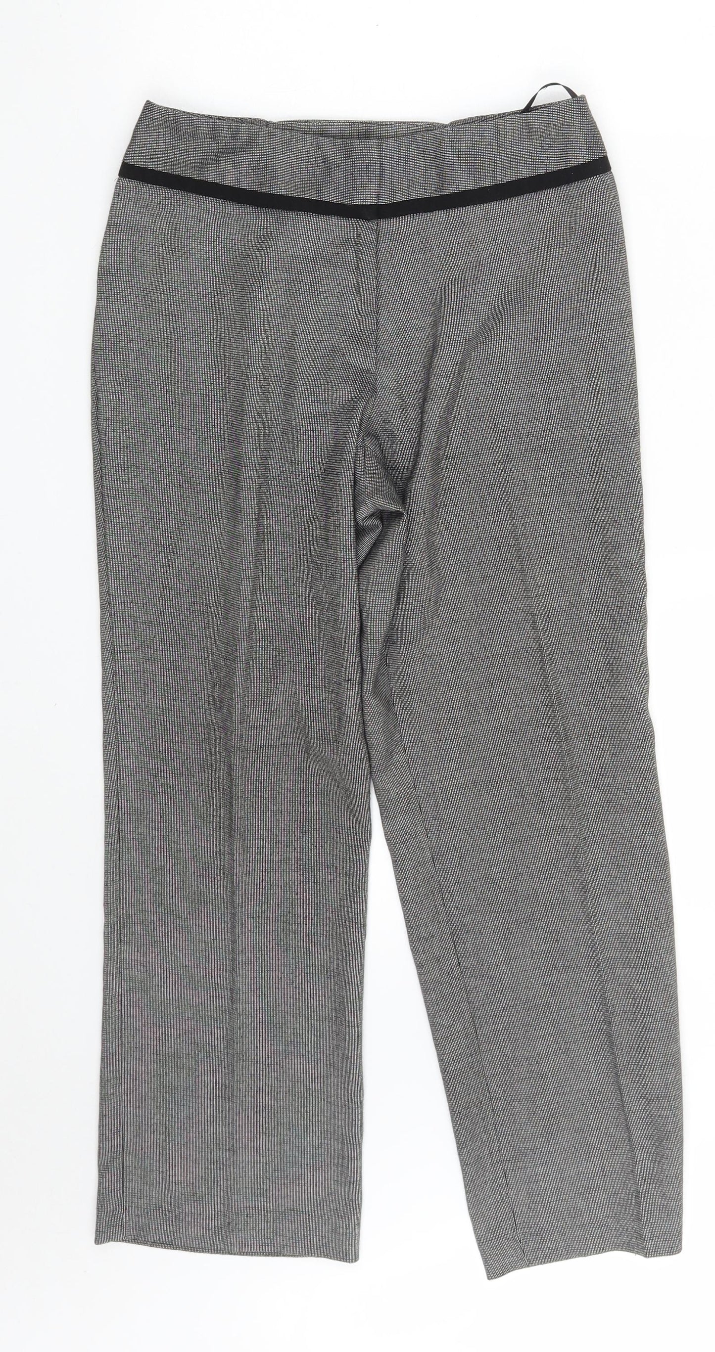 Marks and Spencer Womens Grey  Polyester Chino Trousers Size 8 L24 in Regular Zip