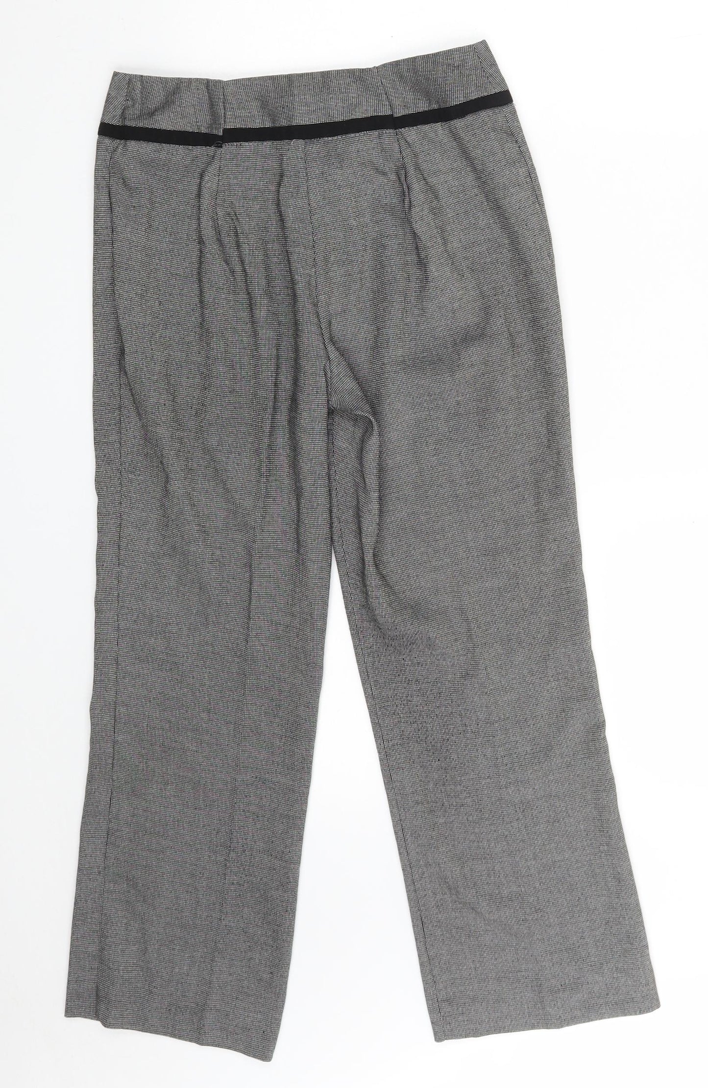 Marks and Spencer Womens Grey  Polyester Chino Trousers Size 8 L24 in Regular Zip