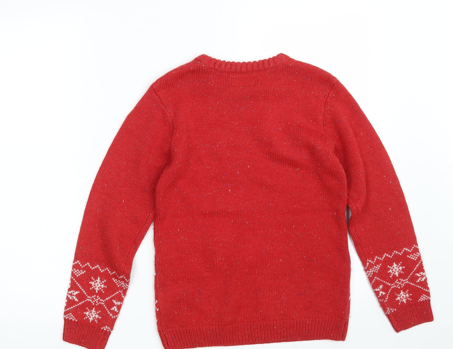 NEXT Girls Red Crew Neck Argyle/Diamond Acrylic Pullover Jumper Size 9 Years   - Christmas JUMPER
