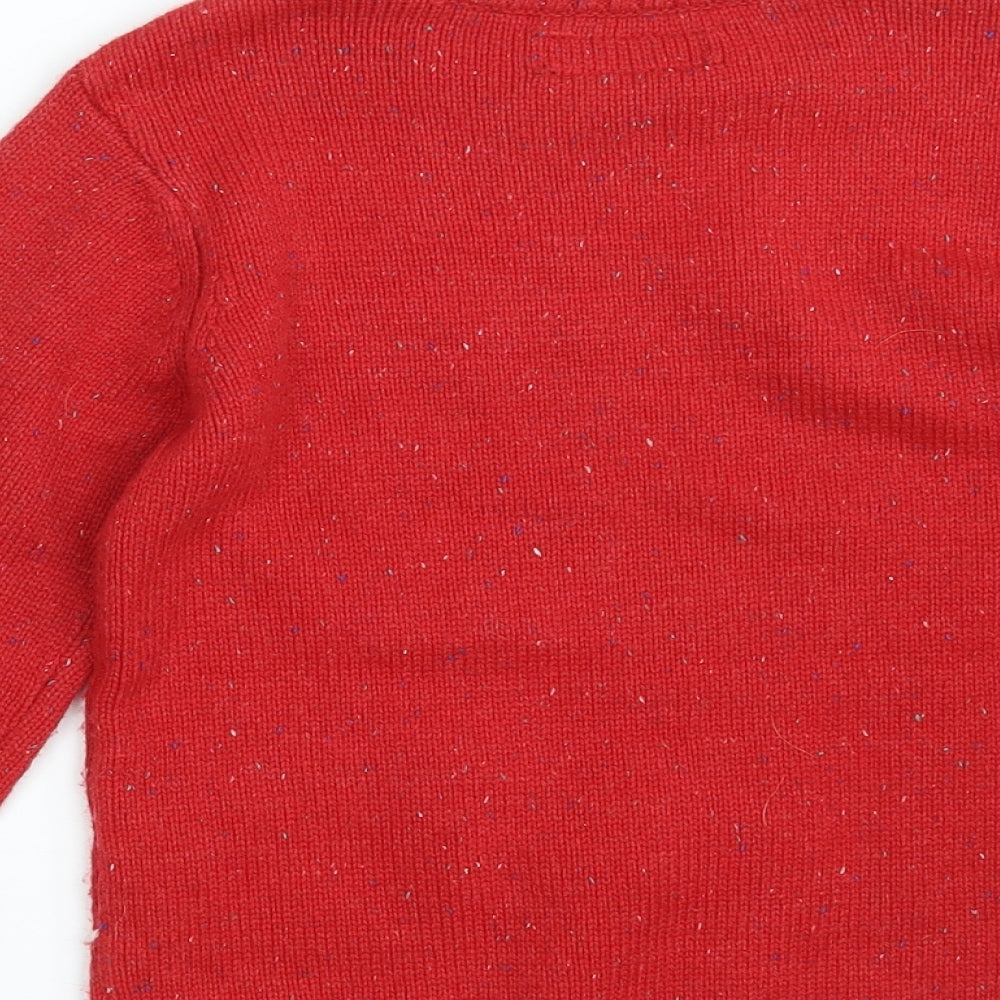 NEXT Girls Red Crew Neck Argyle/Diamond Acrylic Pullover Jumper Size 9 Years   - Christmas JUMPER