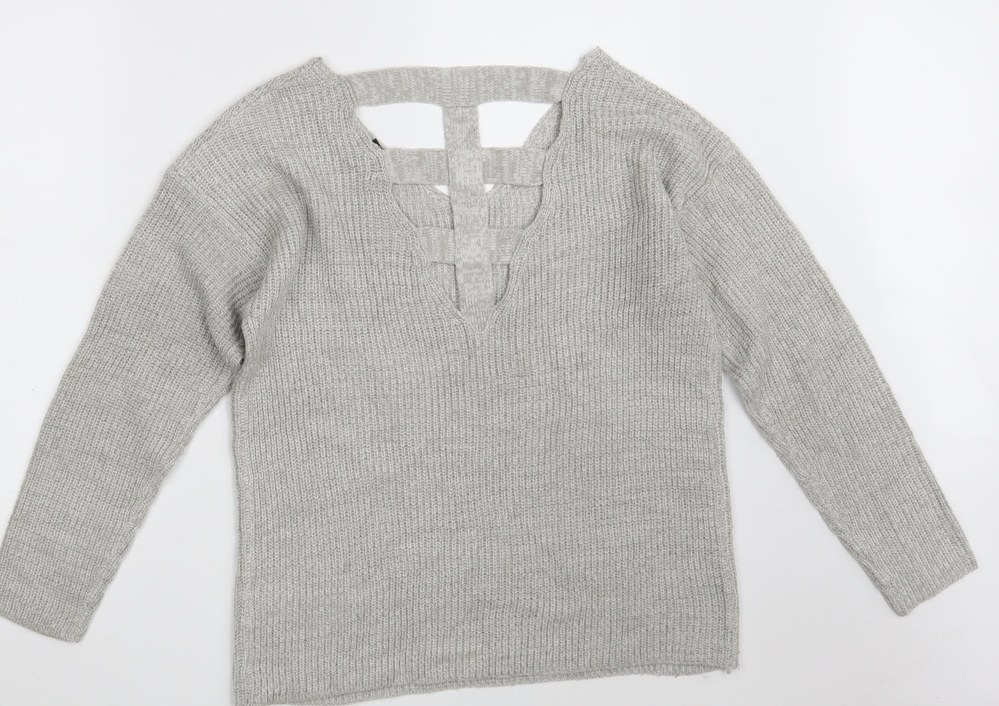 Atmosphere Womens Grey V-Neck  Acrylic Pullover Jumper Size 10   - Size 10-142