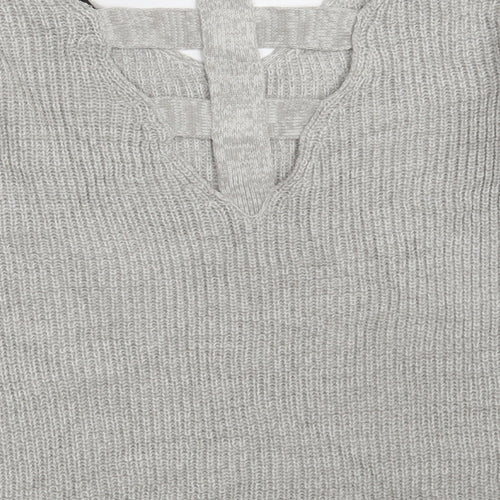 Atmosphere Womens Grey V-Neck  Acrylic Pullover Jumper Size 10   - Size 10-142