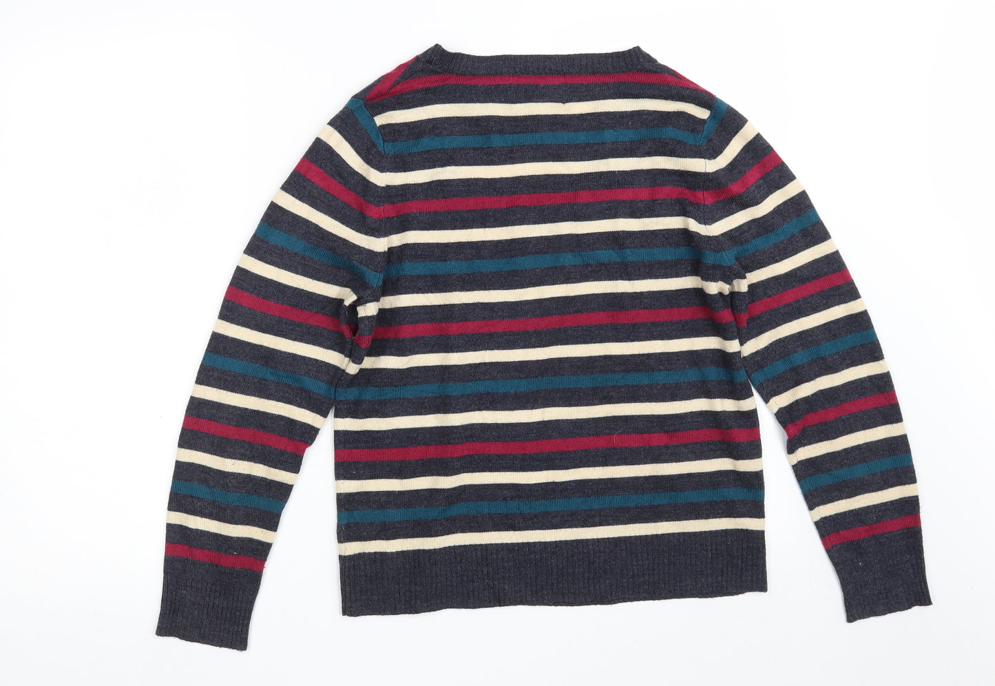 Papaya Womens Multicoloured Scoop Neck Striped Acrylic Pullover Jumper Size 14