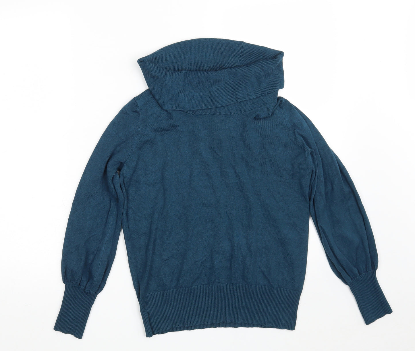 Marks and Spencer Womens Blue High Neck  Viscose Pullover Jumper Size 10