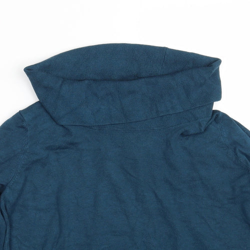 Marks and Spencer Womens Blue High Neck  Viscose Pullover Jumper Size 10