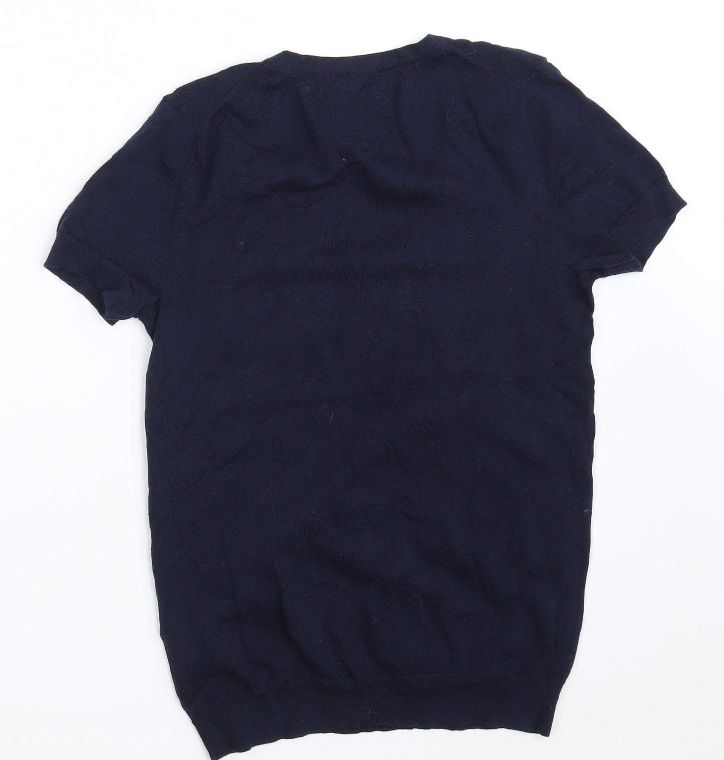 Tommy Hilfiger Womens Blue Scoop Neck Argyle/Diamond 100% Cotton Pullover Jumper Size M