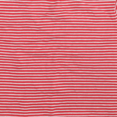LiQiMaNa Womens Red V-Neck Striped Acrylic Pullover Jumper Size M