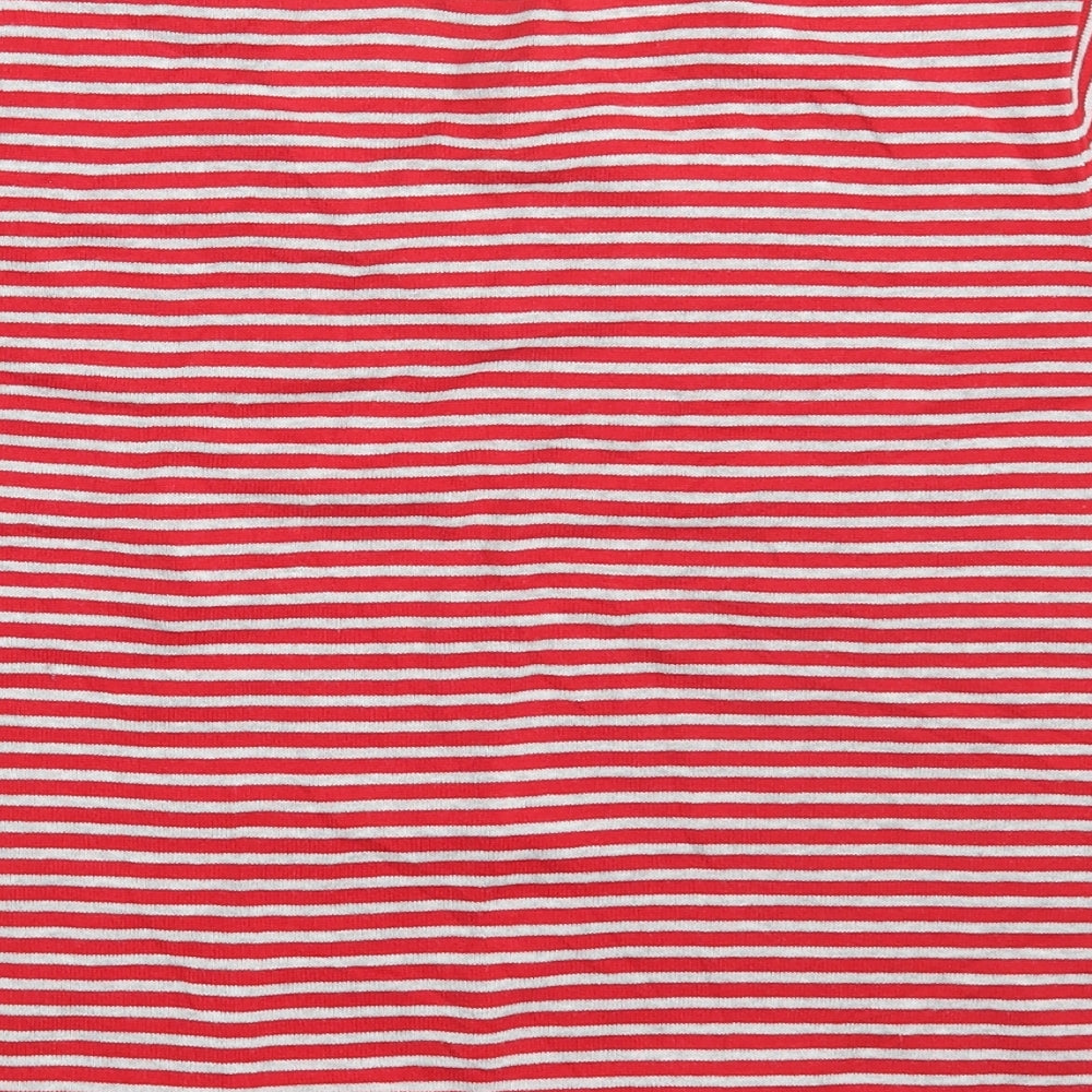 LiQiMaNa Womens Red V-Neck Striped Acrylic Pullover Jumper Size M