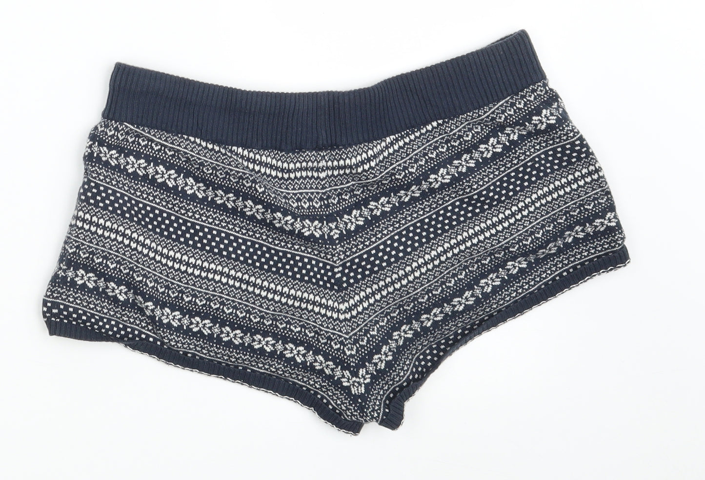 Jack Wills Womens Blue Fair Isle 100% Cotton Skimmer Shorts Size 12  Regular