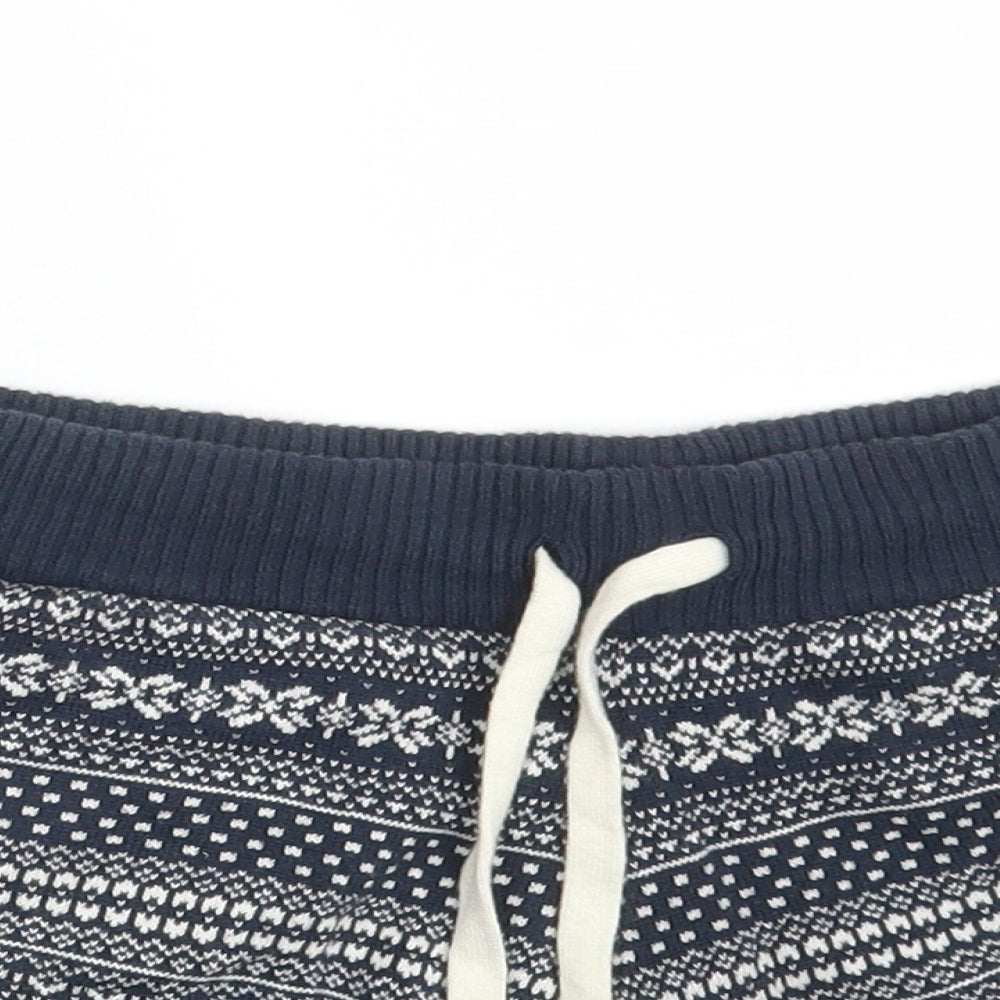 Jack Wills Womens Blue Fair Isle 100% Cotton Skimmer Shorts Size 12  Regular