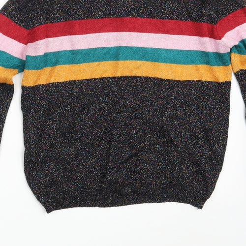 Cooperative Womens Black Round Neck Striped Viscose Pullover Jumper Size XS   - Colorblock