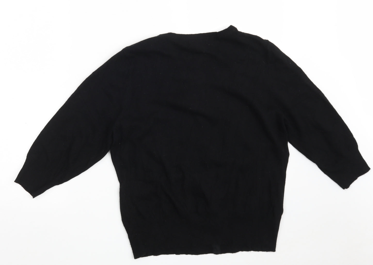 Monsoon Womens Black Scoop Neck  Cotton Cardigan Jumper Size 16