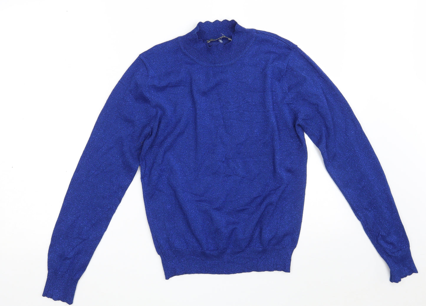 Oasis Womens Blue Roll Neck  Viscose Pullover Jumper Size M