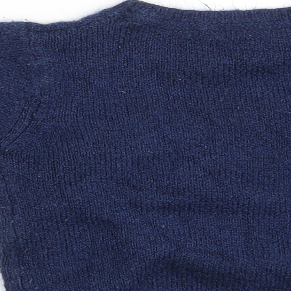 Marks and Spencer Girls Blue Round Neck  Acrylic Pullover Jumper Size 3-4 Years