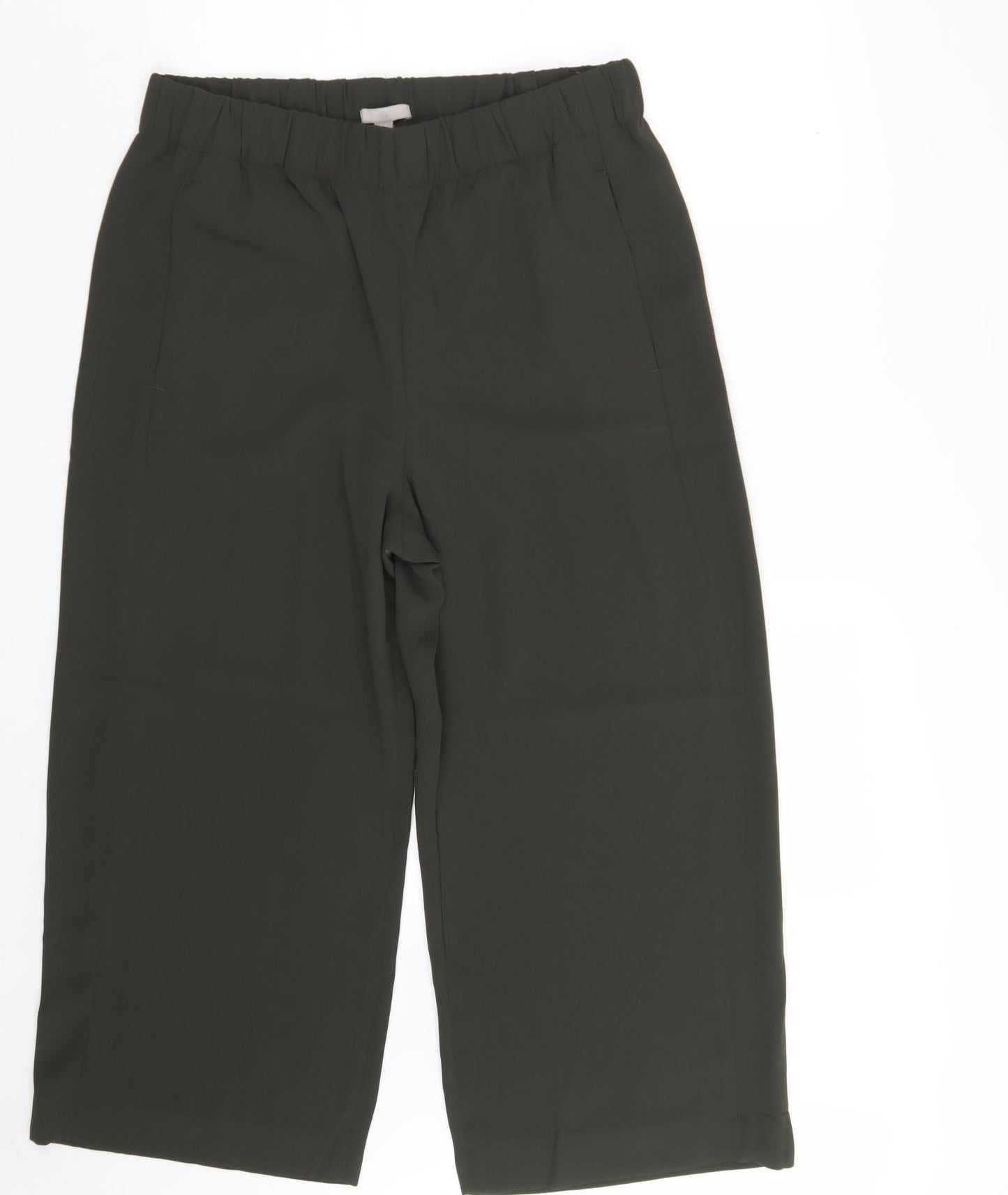 H&M Womens Green  Polyester Cropped Trousers Size 16 L23 in Relaxed