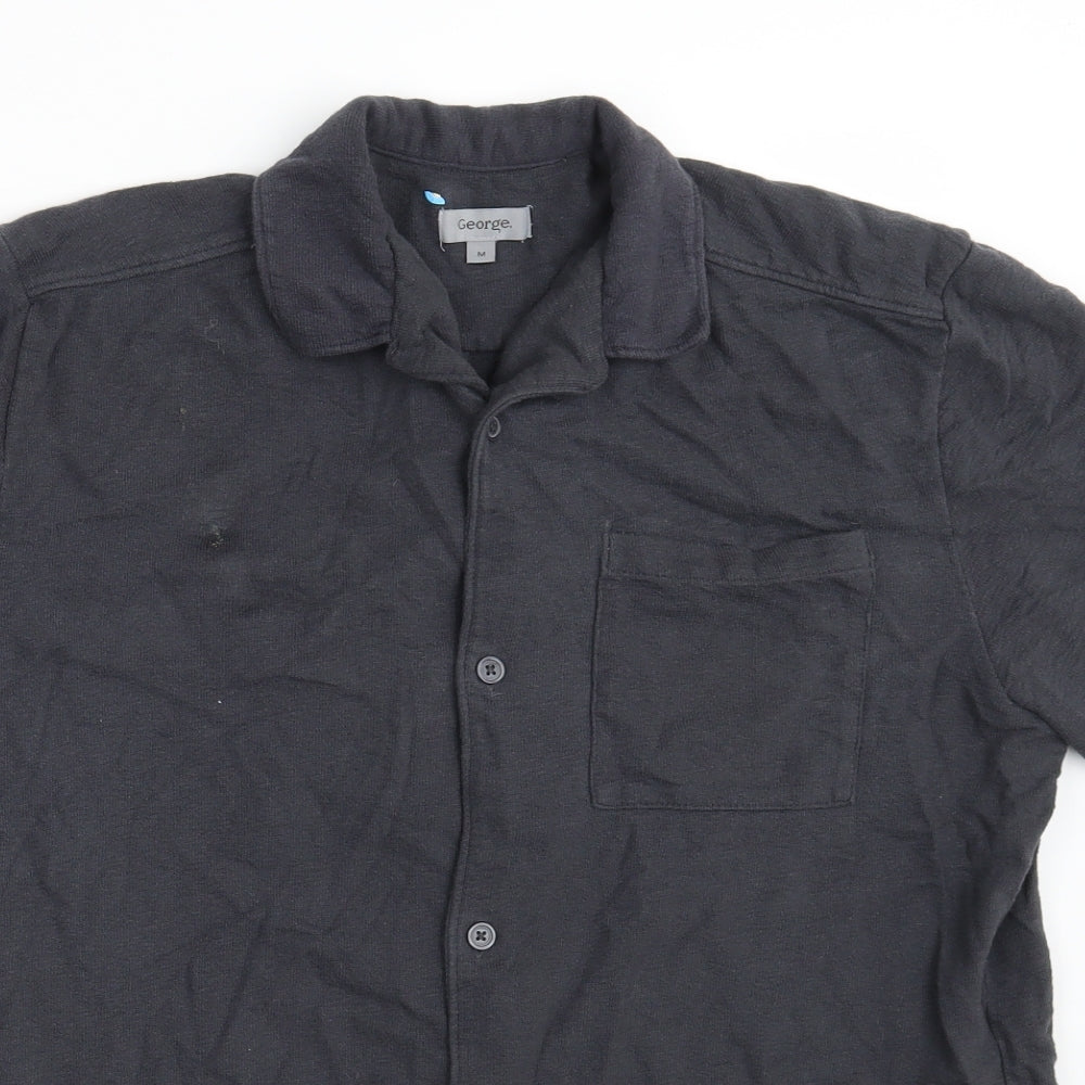 George Mens Grey  100% Cotton  Polo Size M Collared Button
