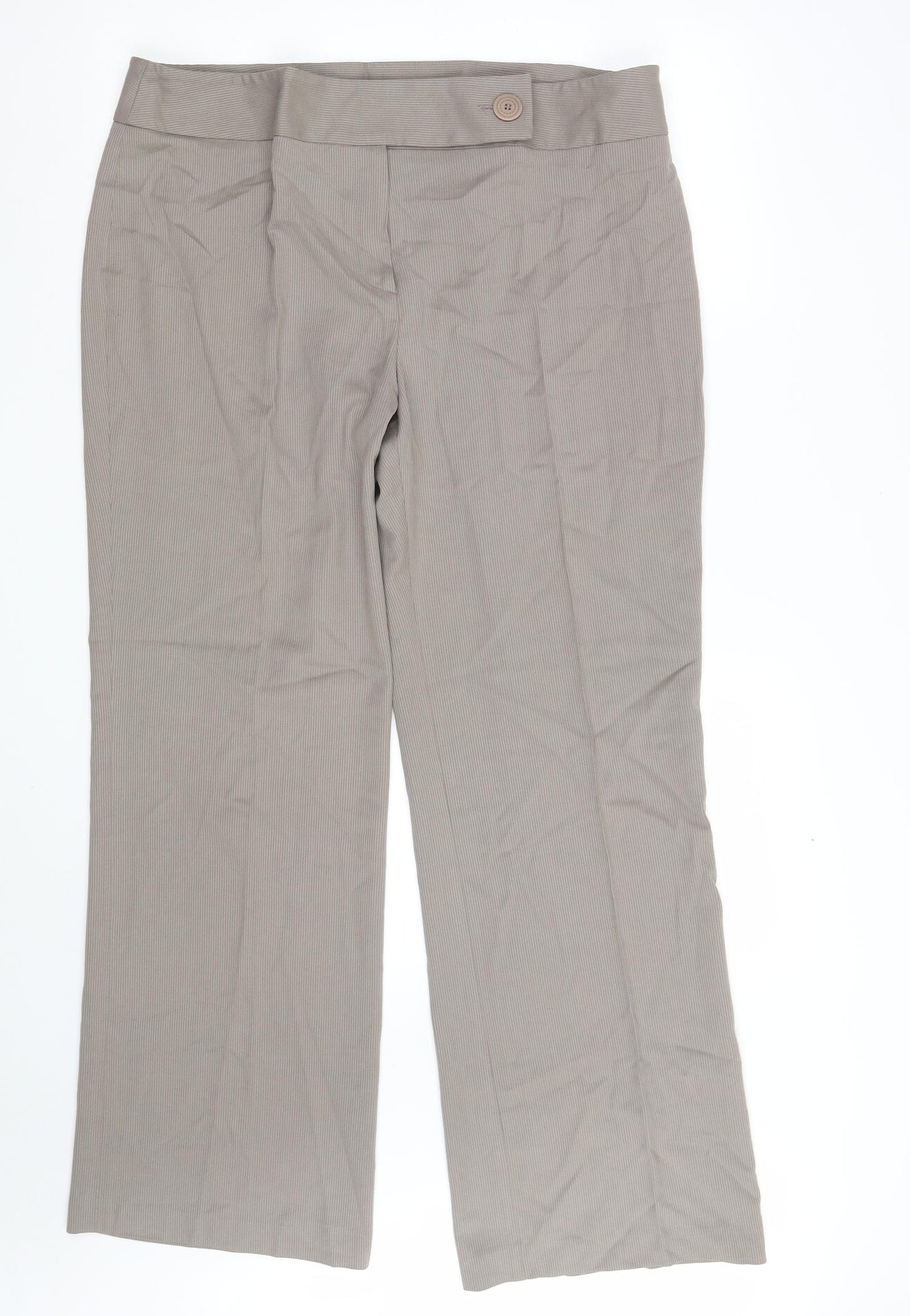 NEXT Womens Beige  Polyester Trousers  Size 18 L31 in Regular Zip