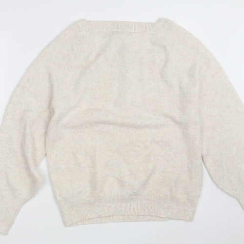 Marks and Spencer Womens Beige Square Neck  Polyester Pullover Jumper Size L
