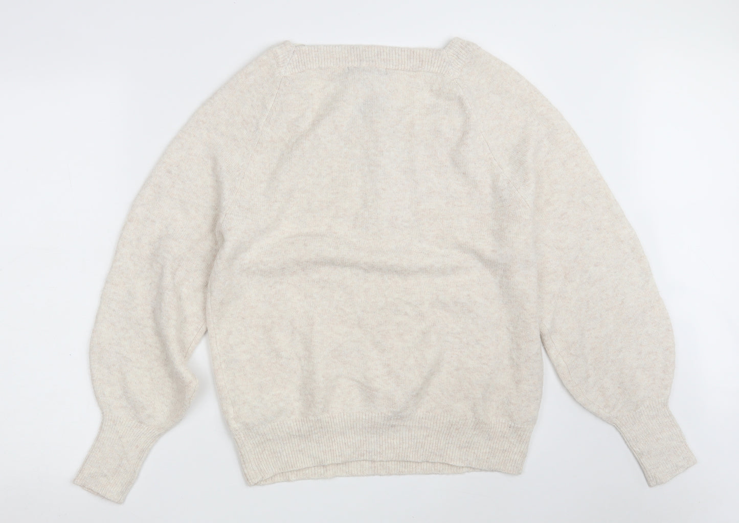 Marks and Spencer Womens Beige Square Neck  Polyester Pullover Jumper Size L