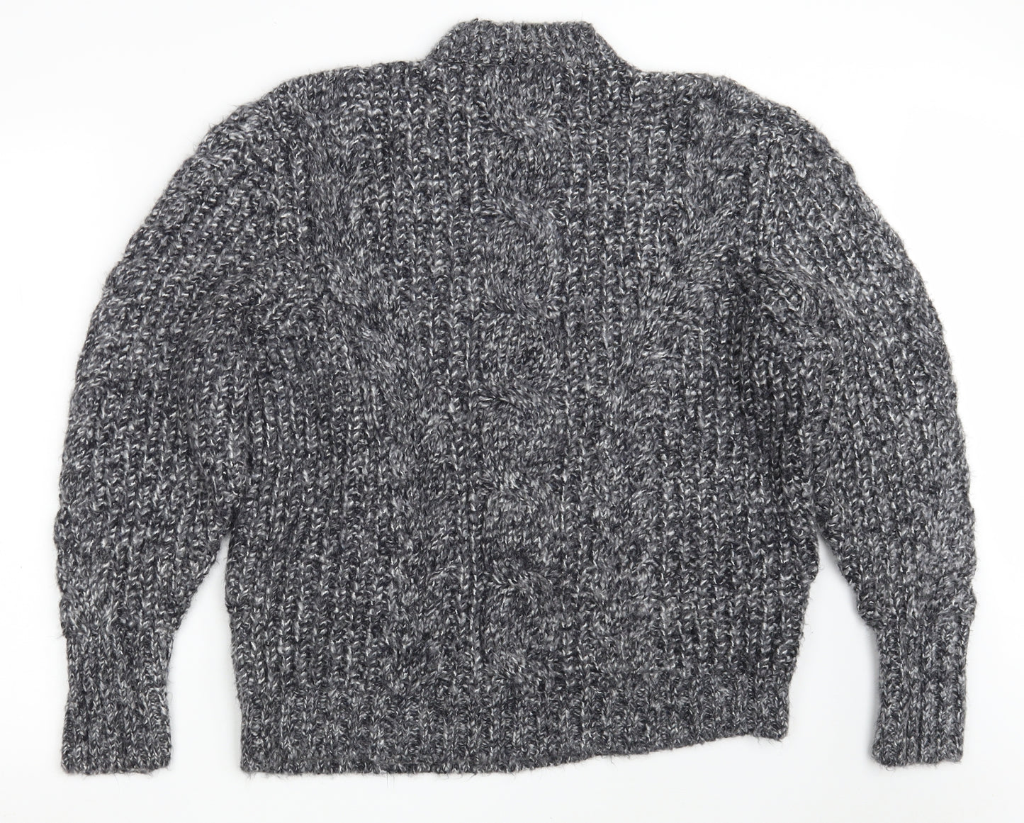 Topshop Womens Grey Round Neck  Acrylic Pullover Jumper Size S