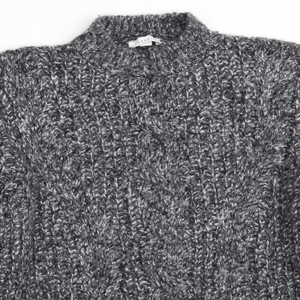 Topshop Womens Grey Round Neck  Acrylic Pullover Jumper Size S