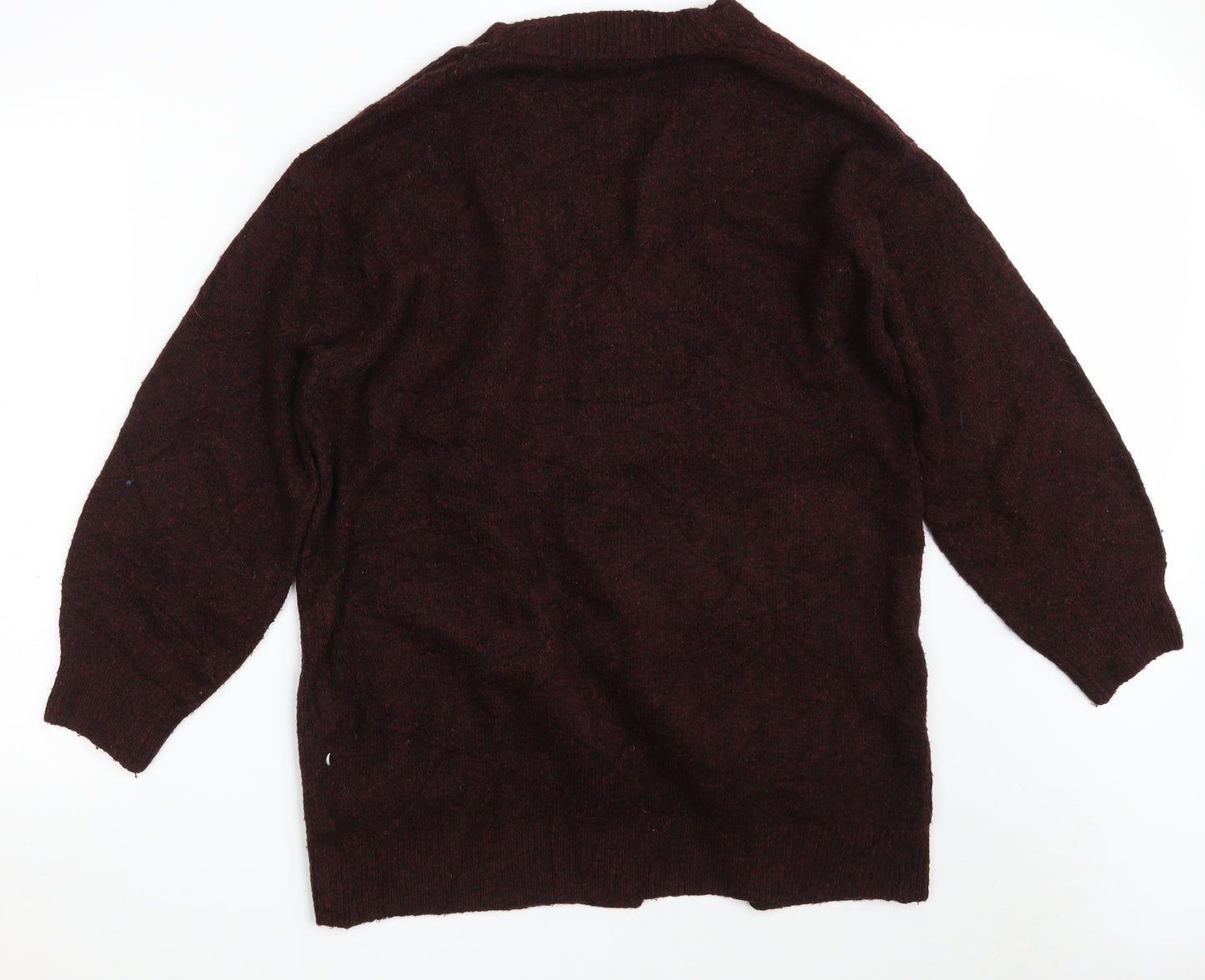 H&M Womens Purple V-Neck  Acrylic Wrap Jumper Size L