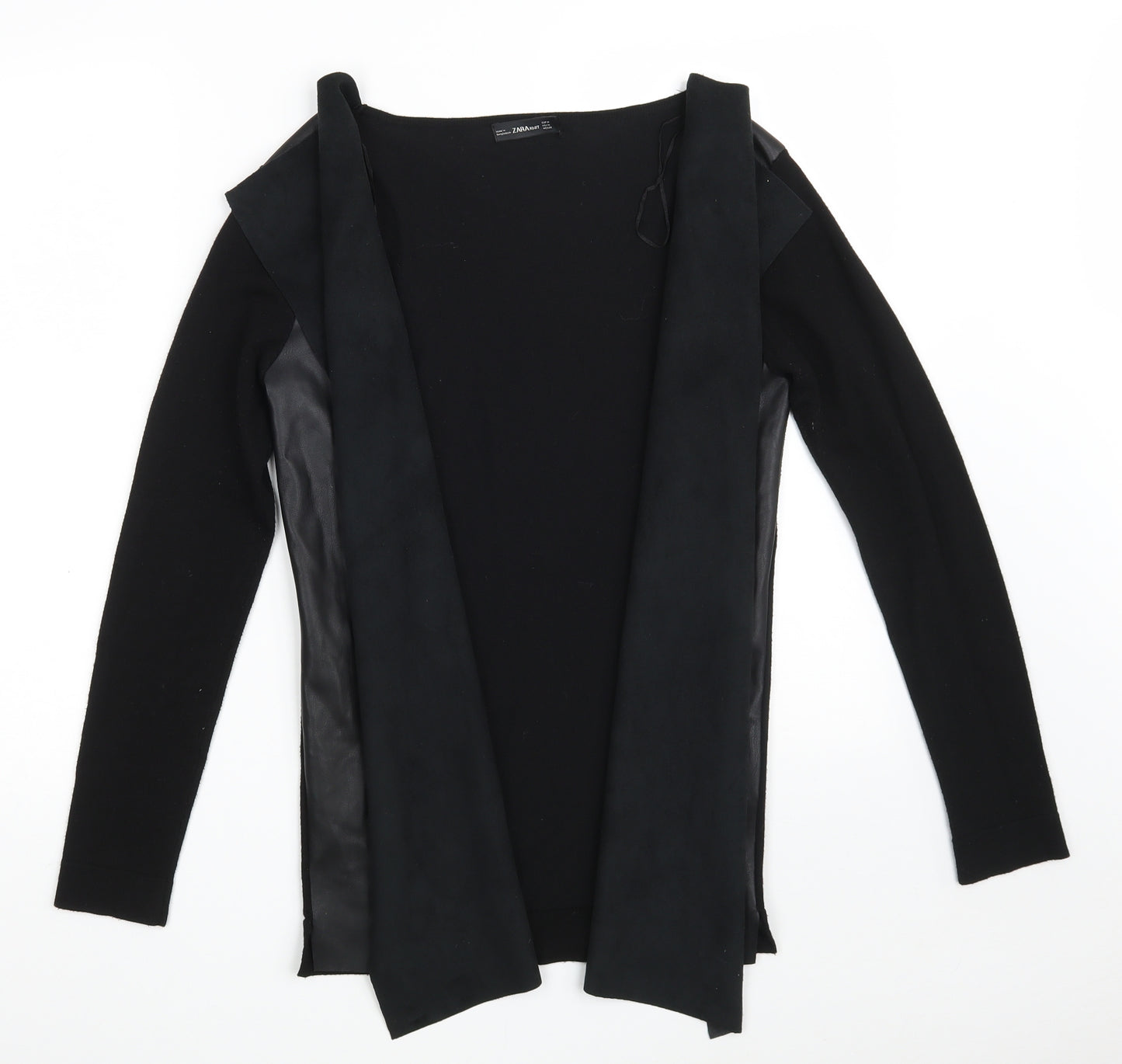 Zara Womens Black V-Neck  Polyurethane Wrap Jumper Size M
