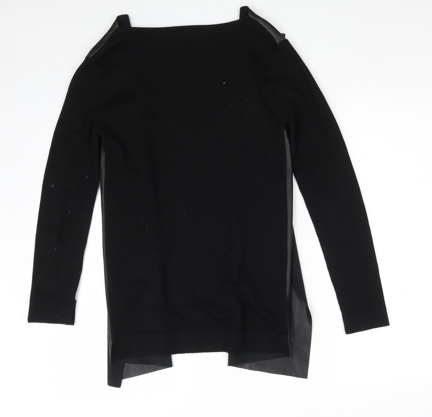 Zara Womens Black V-Neck  Polyurethane Wrap Jumper Size M