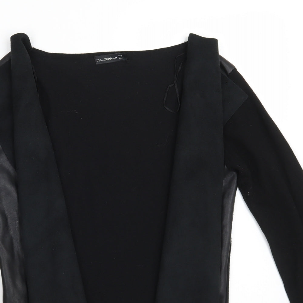 Zara Womens Black V-Neck  Polyurethane Wrap Jumper Size M