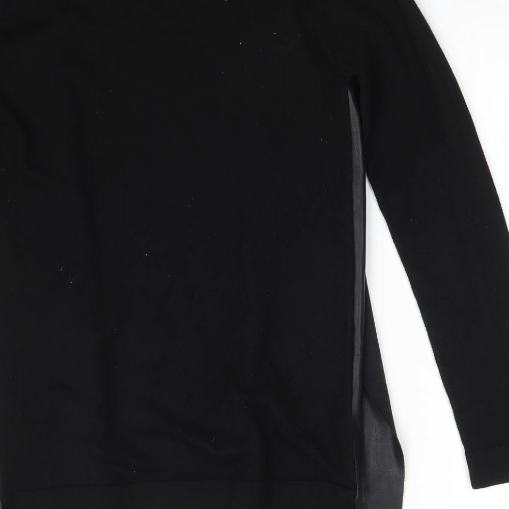 Zara Womens Black V-Neck  Polyurethane Wrap Jumper Size M