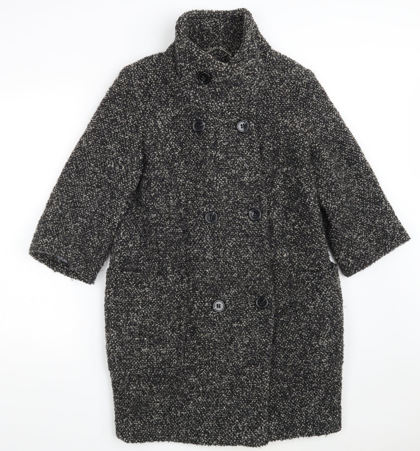NEXT Womens Black   Overcoat Coat Size 6  Button
