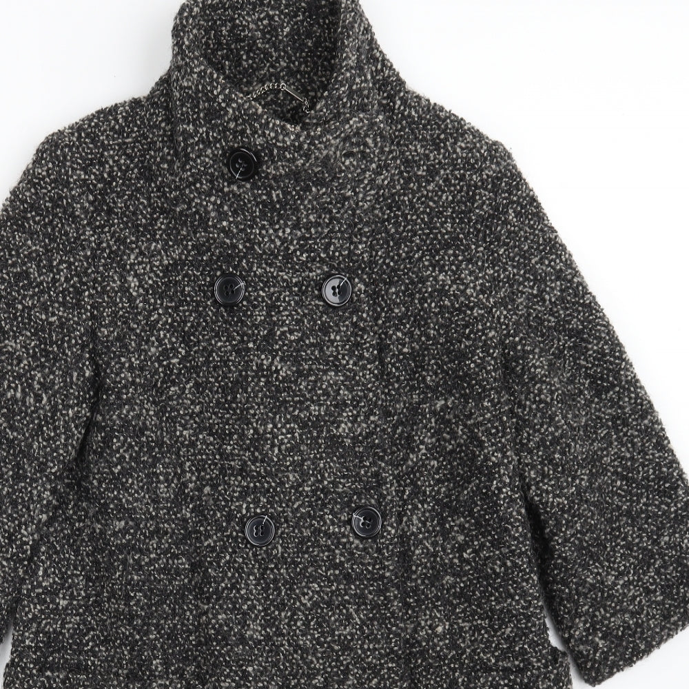 NEXT Womens Black   Overcoat Coat Size 6  Button