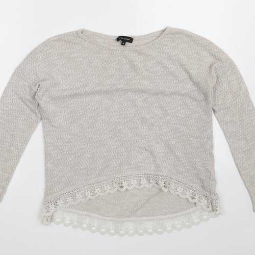 New Look Womens Beige Boat Neck  Polyester Pullover Jumper Size 8