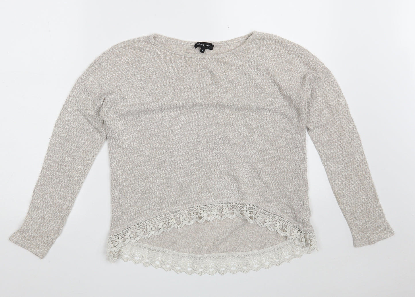 New Look Womens Beige Boat Neck  Polyester Pullover Jumper Size 8