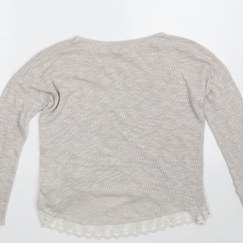 New Look Womens Beige Boat Neck  Polyester Pullover Jumper Size 8