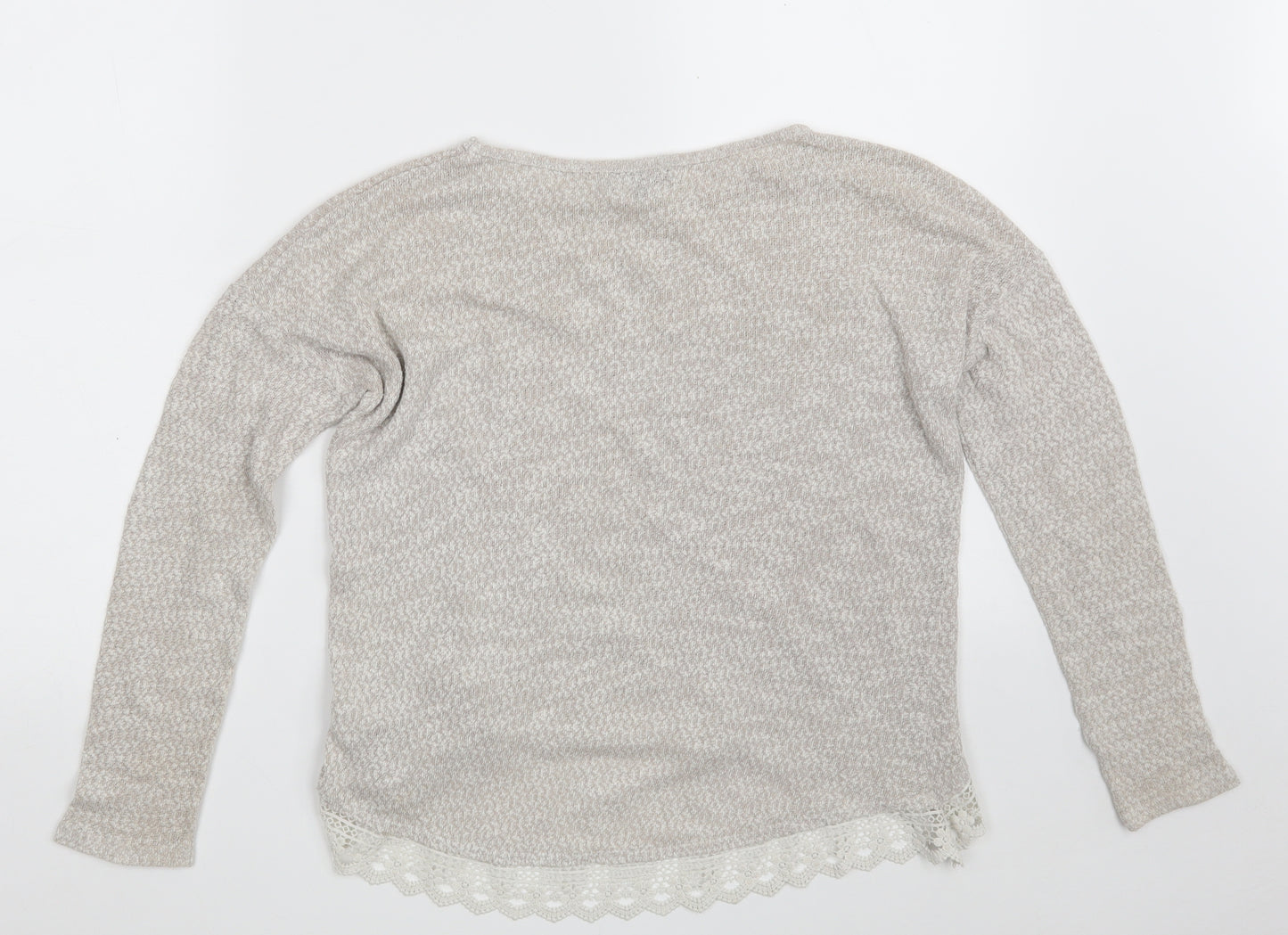 New Look Womens Beige Boat Neck  Polyester Pullover Jumper Size 8